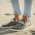 Boho Beach Hut Canvas Shoes, Slip On Shoes Leopard Print / 5 Slip On Canvas Shoes