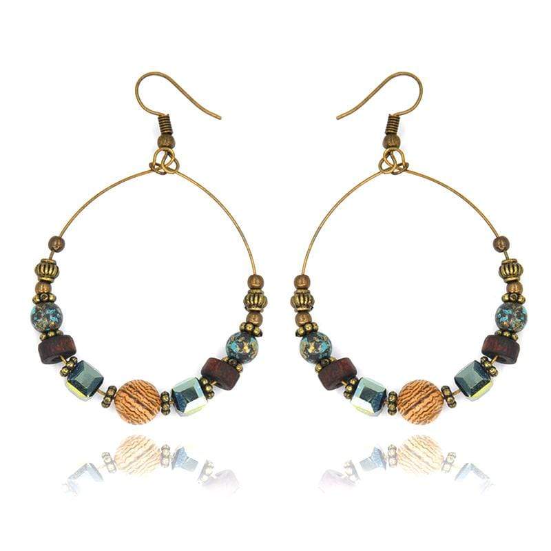Boho Beach Hut Earrings Boho Drop Hoop Earrings Gold / One Size