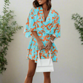 Boho Beach Hut Floral Mini Dress, Chic Dress, Boho Dress, Summer Dress, Mini Dress Boho Blue & Orange Mini Dress Blue / S