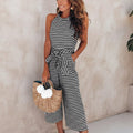 Boho Beach Hut Jumpsuits, Romper, Playsuit Boho Striped Sleeveless Rompers Black / S
