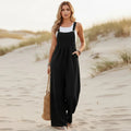 Boho Beach Hut Overalls, Jumpsuit Boho Casual Flare Leg Jumpsuit Overalls Black / S