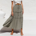 Boho Beach Hut Skirt, maxi skirt Bohemian Ruffle Maxi Skirt Green / S