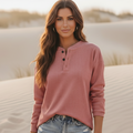 Boho Beach Hut T-Shirts Casual Button Up Long Sleeve Shirt Pink / S