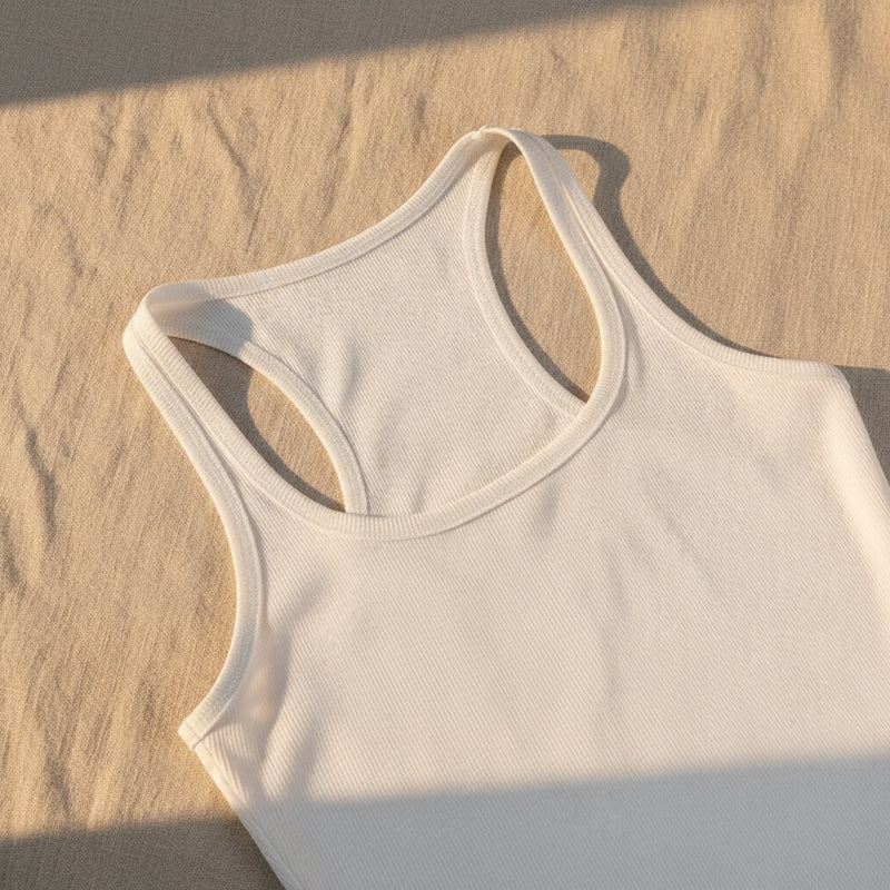 Boho Beach Hut Tank Top, Sleeveless Shirt, Bodysuit Racerback Sleeveless Ribbed Bodysuit