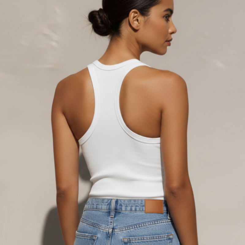 Boho Beach Hut Tank Top, Sleeveless Shirt, Crop Top Ribbed V-Neck Racerback Tank Top